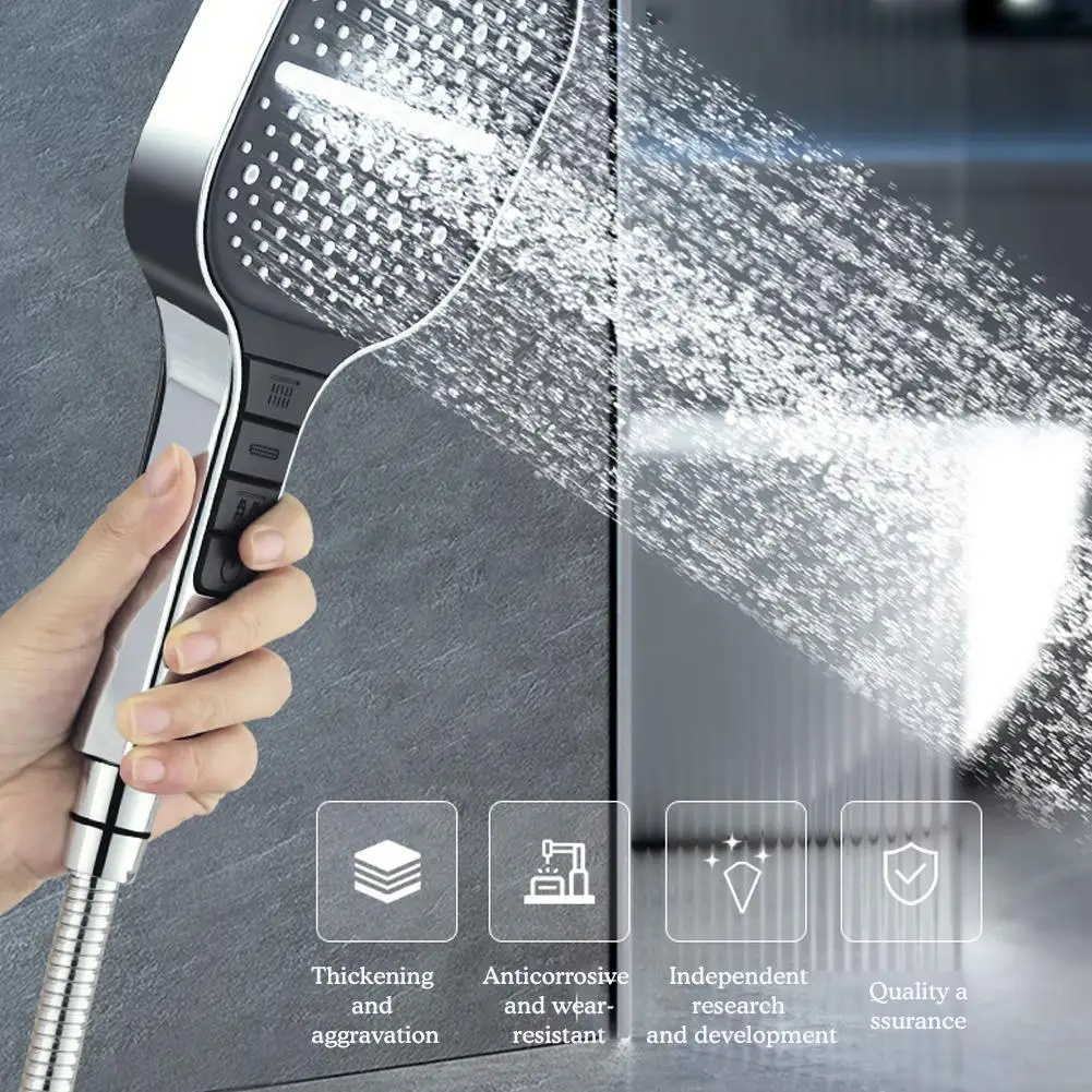 

7 Modes Big Panel Shower Head Rainfall One-key Stop High Pressure Water Saving Shower HeadBathroom Shower Accessories
