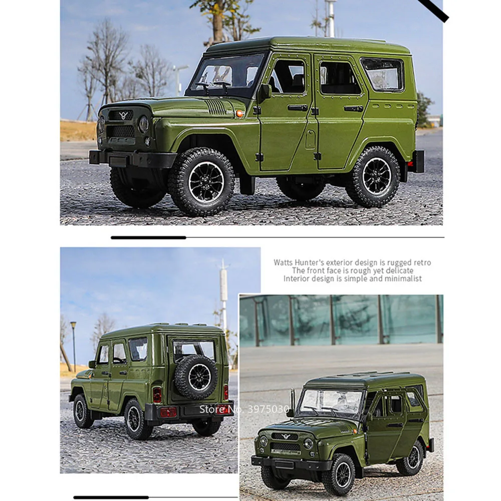 Миниатюрные модели российских автомобилей УАЗ Хантер в масштабе 1:18, игрушки из литого сплава с подсветкой и музыкой, внедорожники с функцией обратного хода, подарки для детей. (art.: 3920dcbb49baf) - 3920dcbb49baf