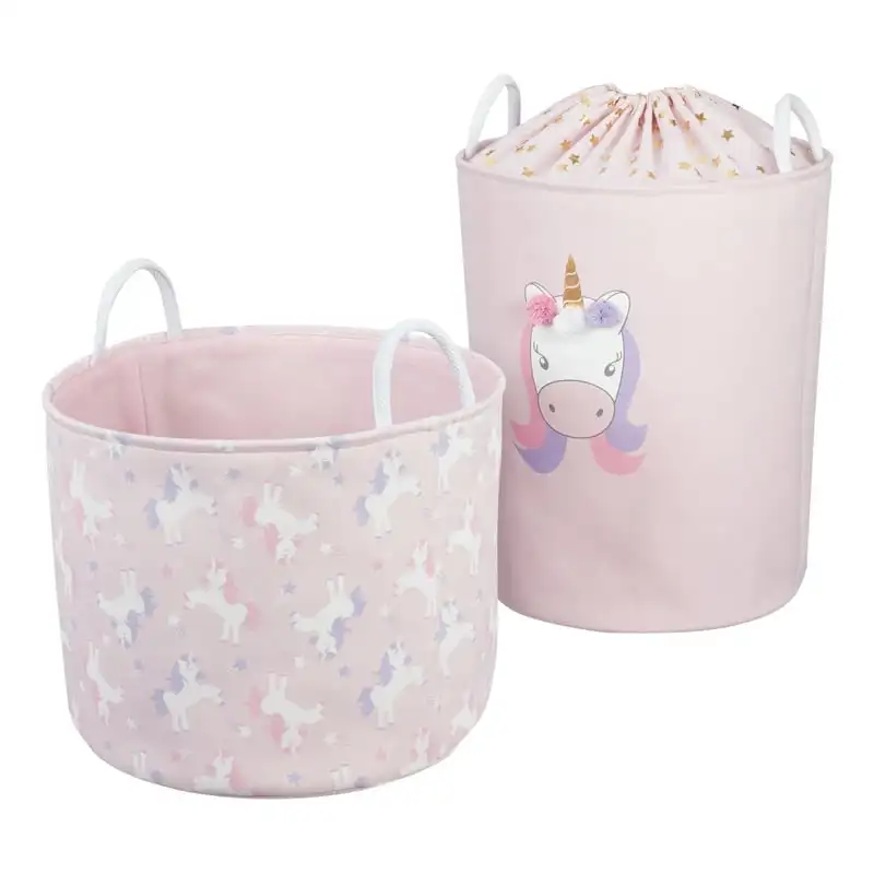 

Unicorn Canvas Laundry Hamper and Toy Bin, Set of 2