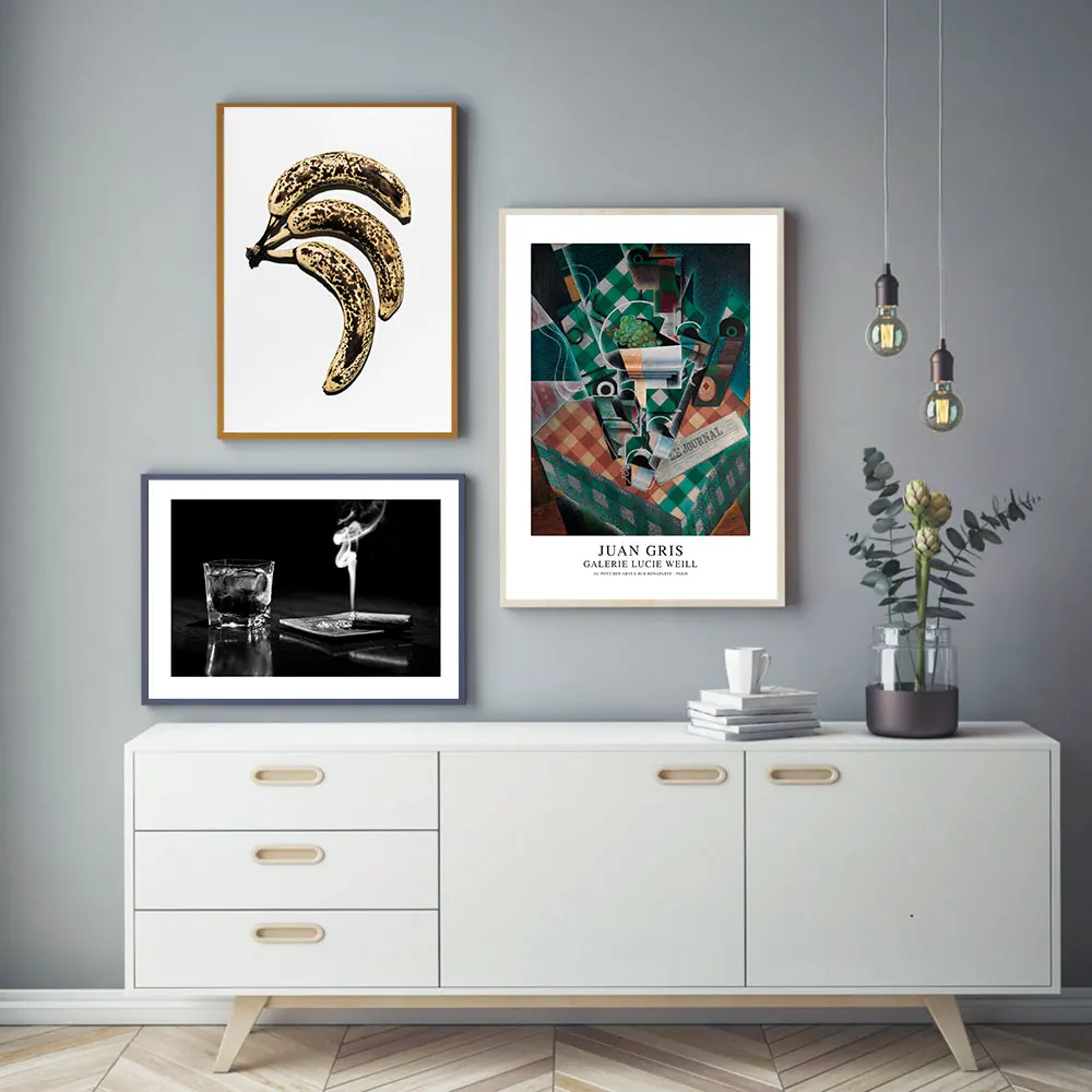 

Ripe Bananas Poster Whiskey Cigar Print Still Life Vintage Canvas Painting Wall Art For Living Room Home Decor Bedroom Picture