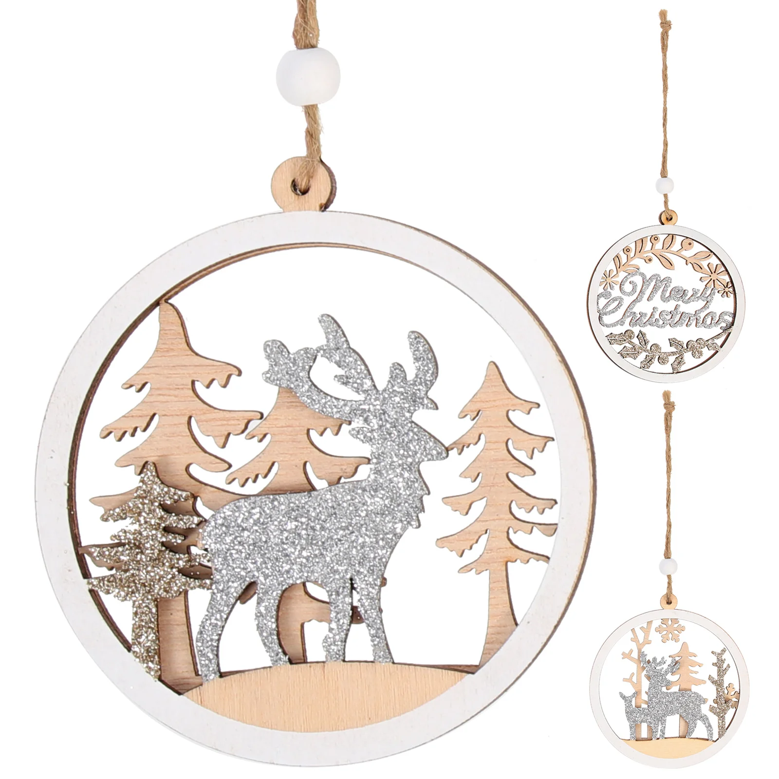 

Christmas Tree Ornamentsparty Gifts Wooden Ornament Holiday Baubles Favors Deergift Tags Hanging Decor Decors Decorations Wood