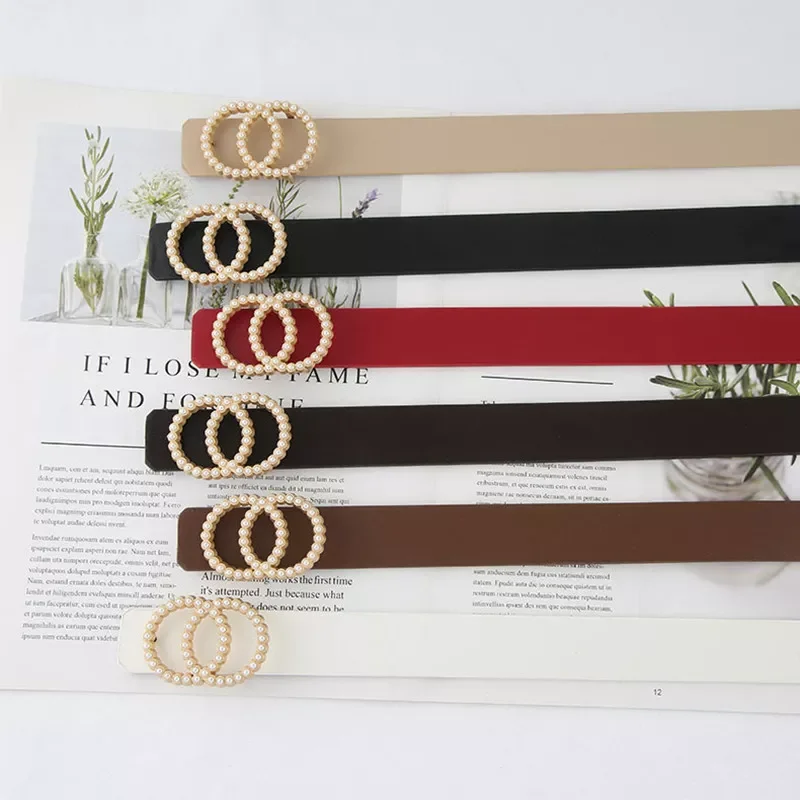 

Женский кожаный ремень, роскошный черный ремень для джинсов и платьев, Женская пряжка с жемчужинами, модный декоративный ремень для девушек