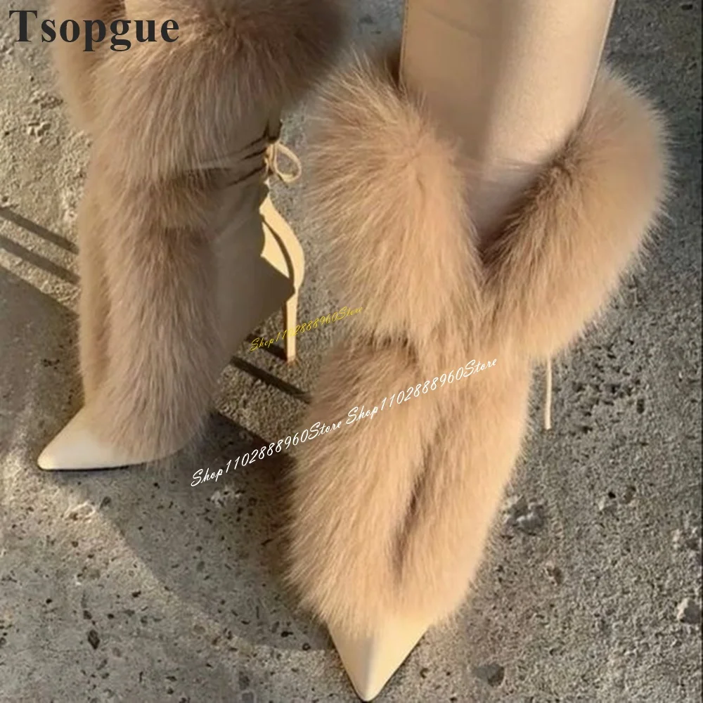 Женские ботинки до середины икры на тонком высоком каблуке