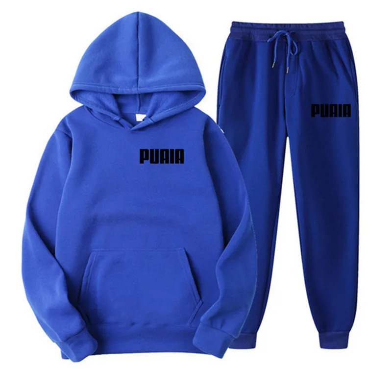 New Men's and Women's Set PUAIA Fashion, Casual, Sports Hoodie+Pants 2 Piece Set