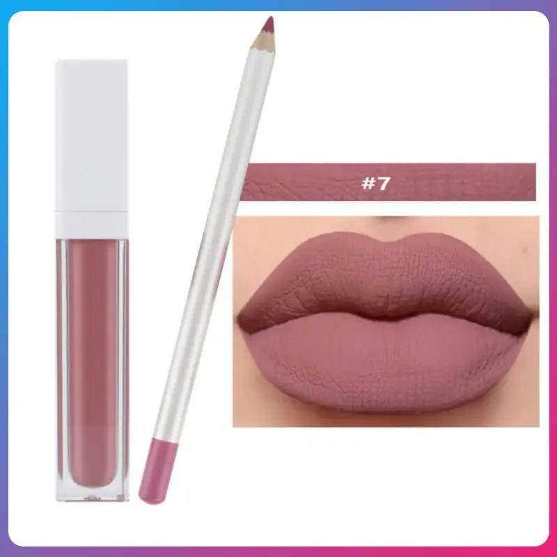 

17 Color Lipgloss&lip Liner Collocation Velvet Matte Lipstick Pen Waterproof Long-lasting Sexy Contour Tint Lip Beauty Make Up