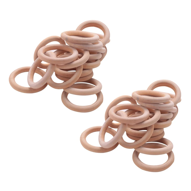 

40 Pack Wood Rings Wooden Rings For Craft, Ring Pendant And Connectors Jewelry Making 70Mm