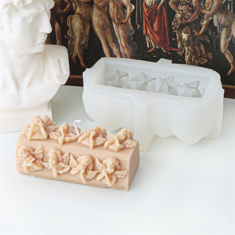 3D маленький ангел столб свеча силиконовая форма рельефный мультилицевой цилиндр