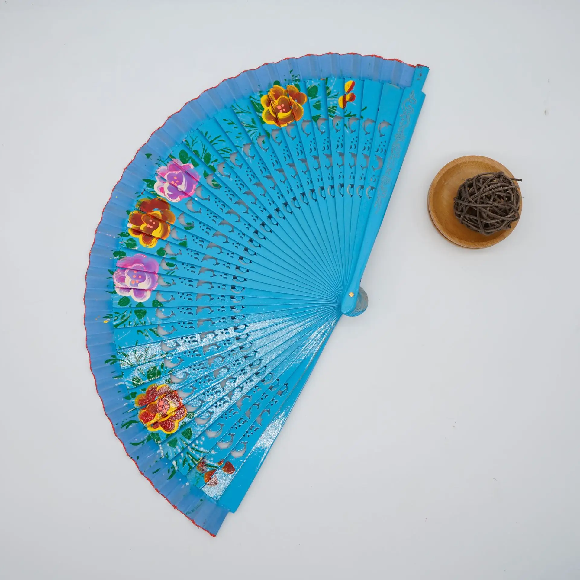 

Eventaille Mariage Fan Classical Folding Fan, European Spanish Wooden Fan, Hand Painted Fan, Cheongsam Matching Fan