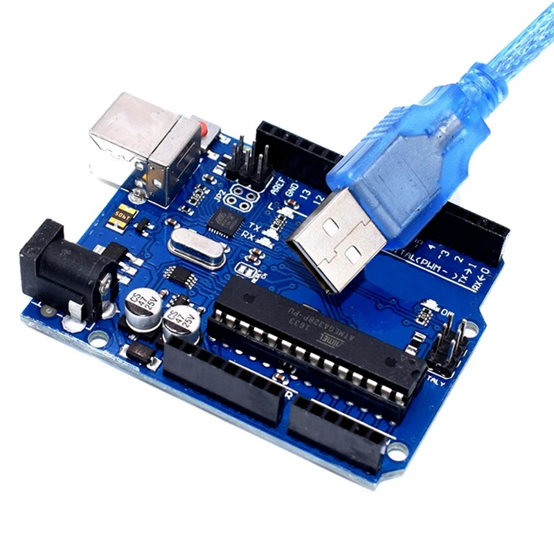 Плата контроллера микроконтроллера для UNO R3 с синим USB-кабелем Arduino Uno Project Rohs -