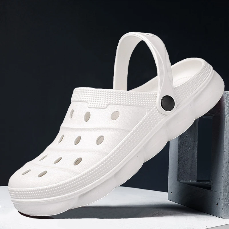 

Сандалии мужские легкие из ЭВА, повседневная обувь с перфорацией, тапки для дома, сада, улицы, пляжа, плоская подошва, клоги, лето 2022