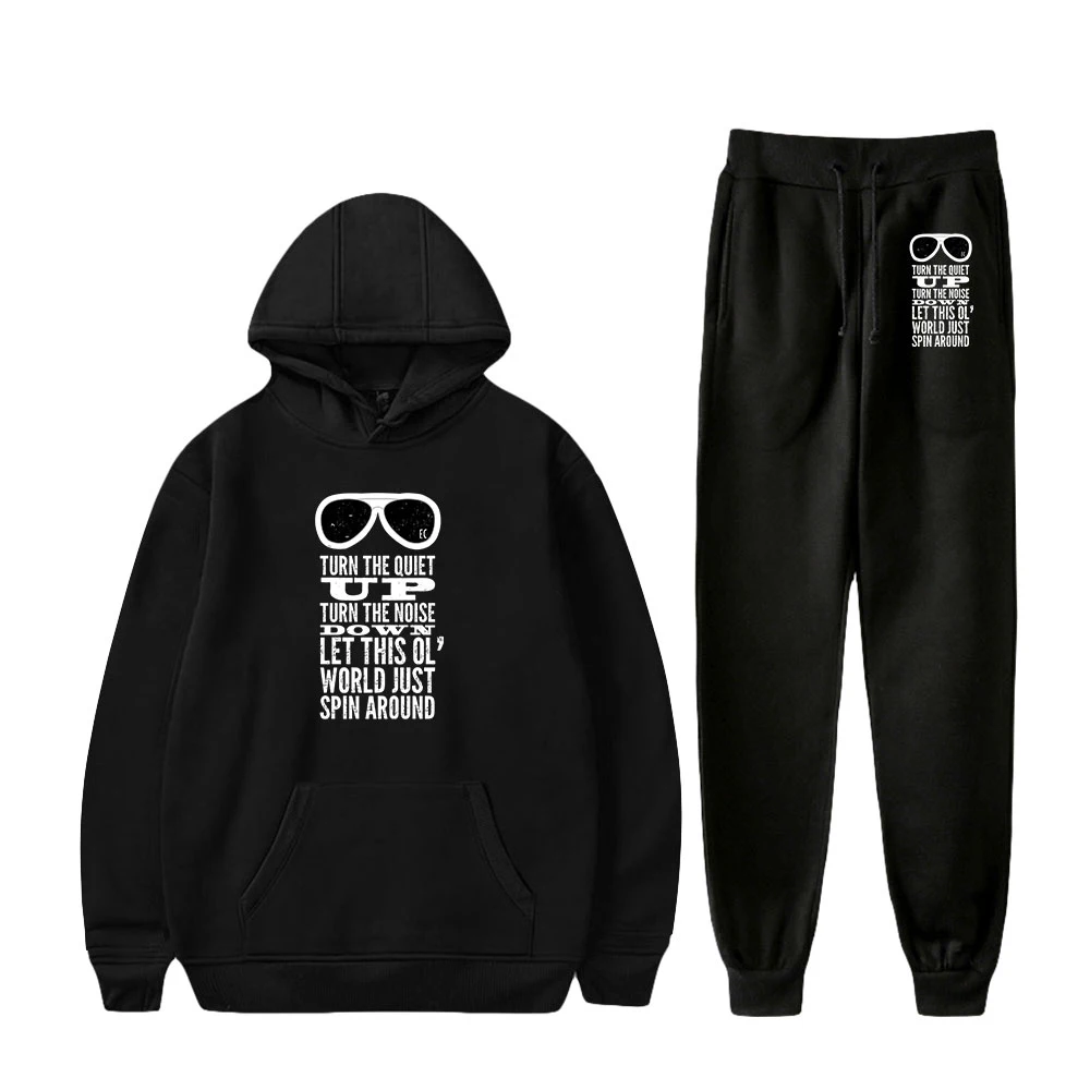 

Eric Church two-piece ladies/men‘s hoodies + trousers pink unisex Harajuku suit