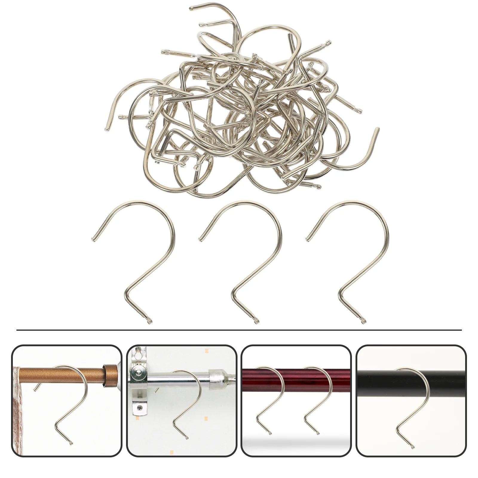 

60pcs Multi-use Convenient Premium Hooks For Curtain Curtain Hooks Curtain Rings for Home