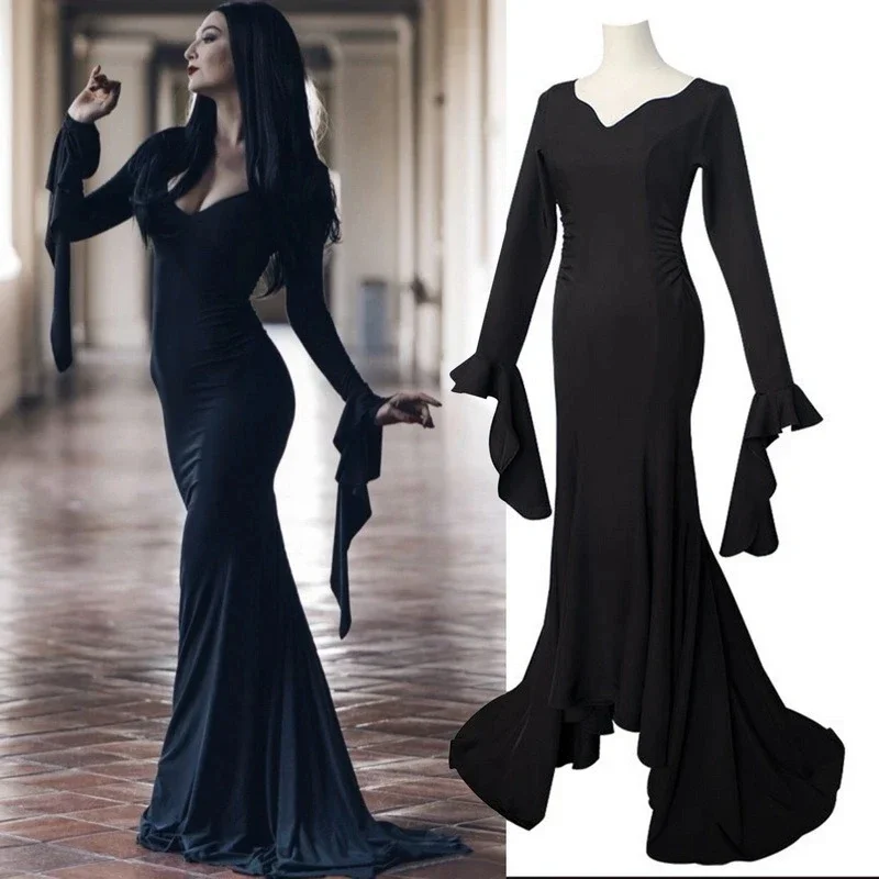 

Wednesday Addams Family Cosplay Uniform Dress Movie Morticia Cosplay Costume Black Wigs For Carnival Anime Role