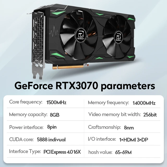  100% Новые rtx 3060 3070 3080 6 ГБ 8 ГБ 10 Гб графические карты gtx1660 не lhr видеокарта 65-69MH ETH 8pin gpu только для минерализации 