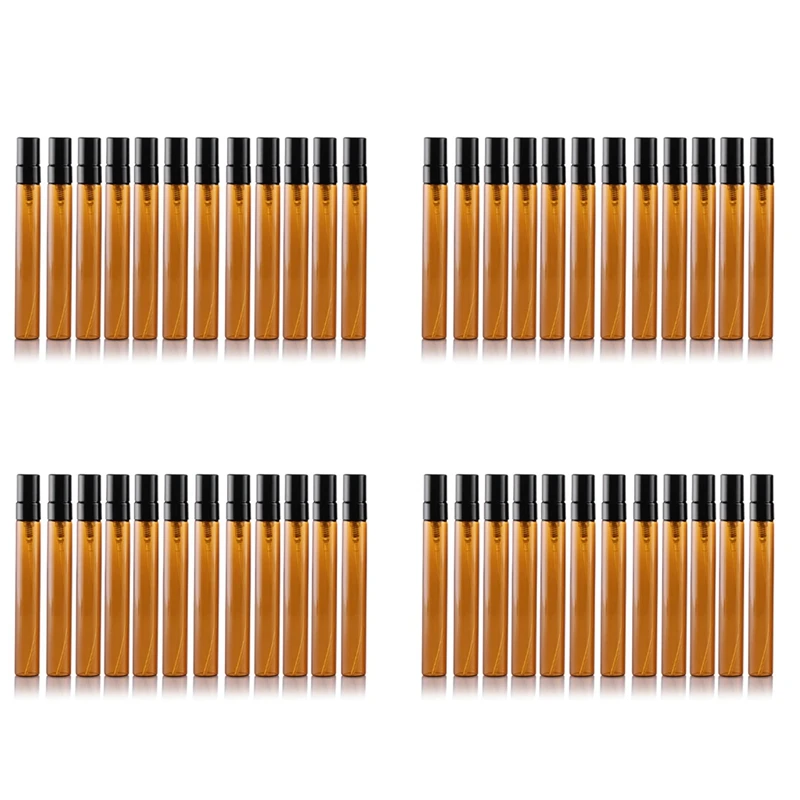 

48 Pcs 10Ml Brown Glass Bottle Mist Sprayer Portable Spray Bottle Perfume Glass Bottles Refillable Perfume