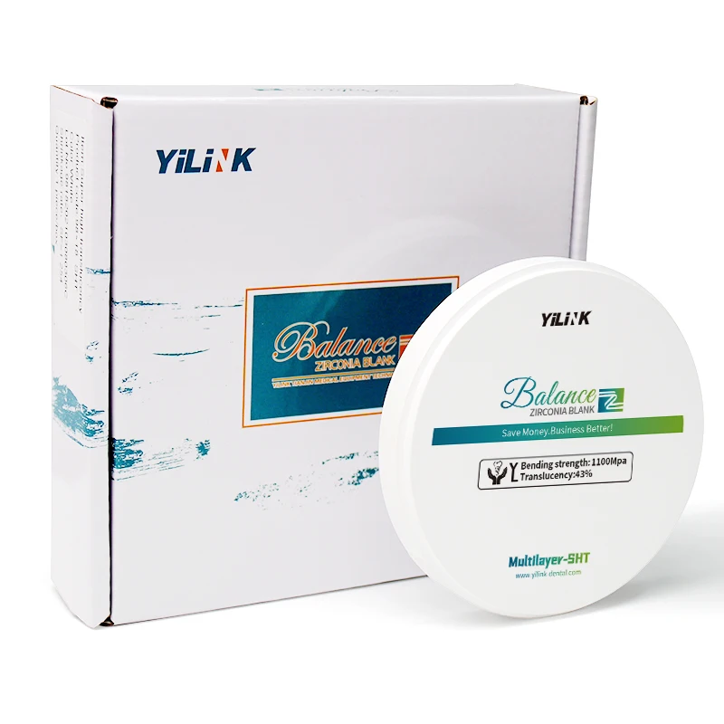 

Yilink Multilayer-SHT Zirconia Disc Zirkonzahn System Thickness 18 MM Vita 16 Colors for Dental Lab CAD/CAM Milling Machine