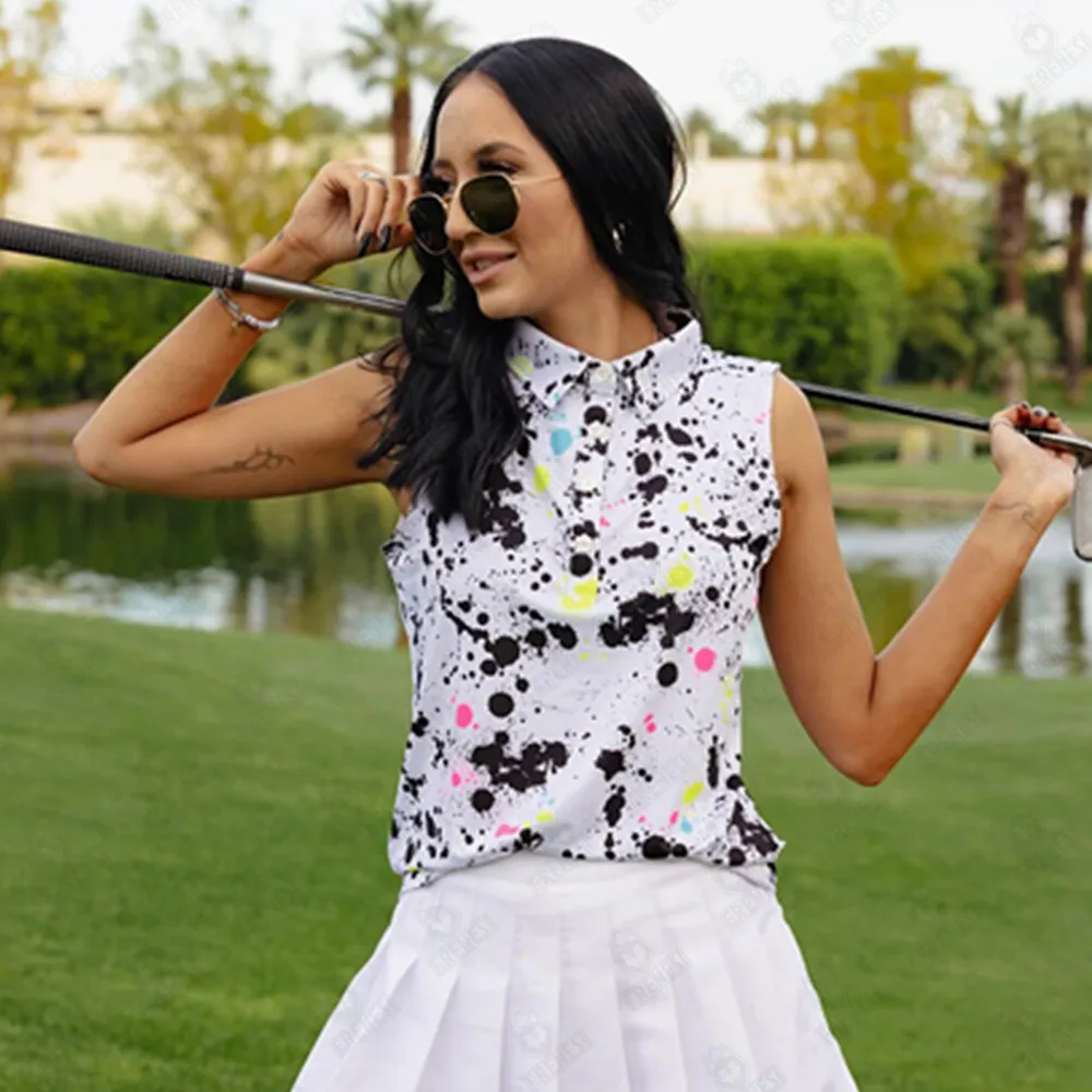 Men's Golf Polo Shirts Fashion Lapel Tie Dye Summer Short Sleeves Gym Workout Sports Casual Top T-Shirt Badminton Clothes