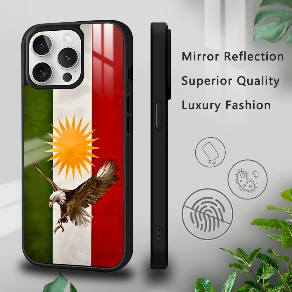 Жесткий чехол K-Kurdistan с флагом для телефона iPhone 16 15 14 13 12 11 Pro Xs Max Mini Plus