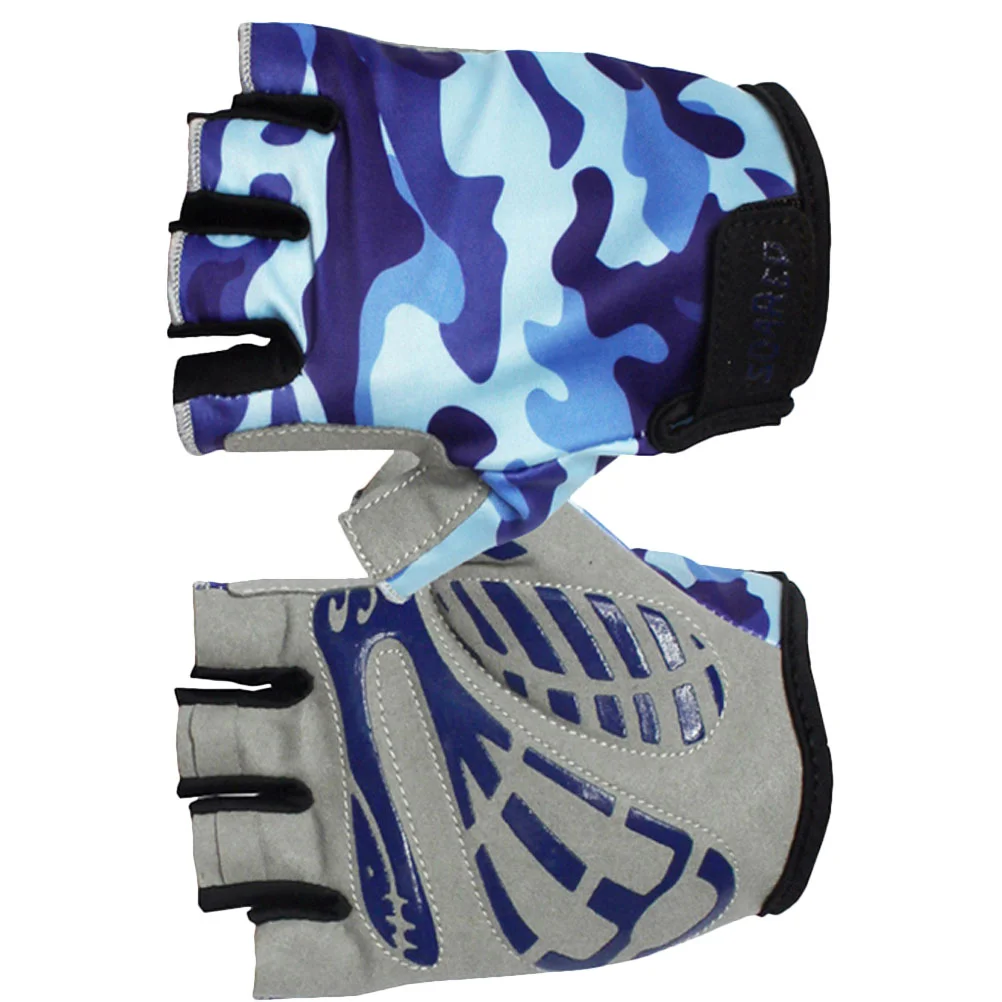 

1 Pair Cycling Gloves Kids Half Finger Gloves Gym Protective Gloves for Kids Children (Blue, S Size)