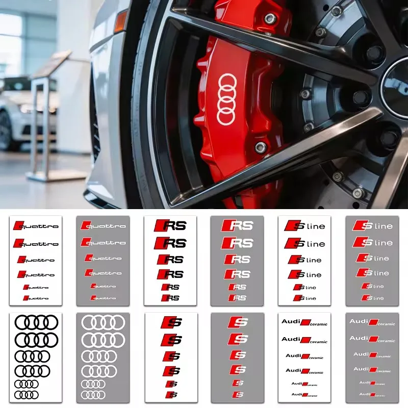 Фото Термостойкие наклейки на тормозные суппорты для Audi Sport, наклейки для Quattro, для Audi S3, S4, S5, S6, S7, S8, RS3, RS4, RS5, RS6, RS7, RS №1