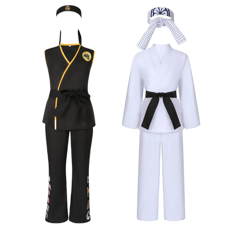 Фото Аниме игра KOF косплей костюм Cobra Kai Val Armorr каратэ униформа тхэквондо одежда для детей мужской гладиатор костюм для ролевых игр №1