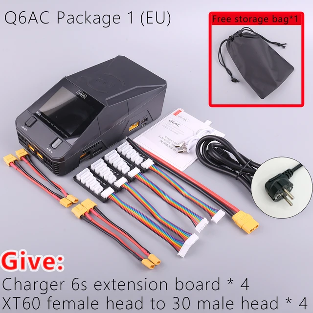 ToolkitRC Q6AC + 4x 6S balancing extention board + 4x XT60 female to XT30 male adapter