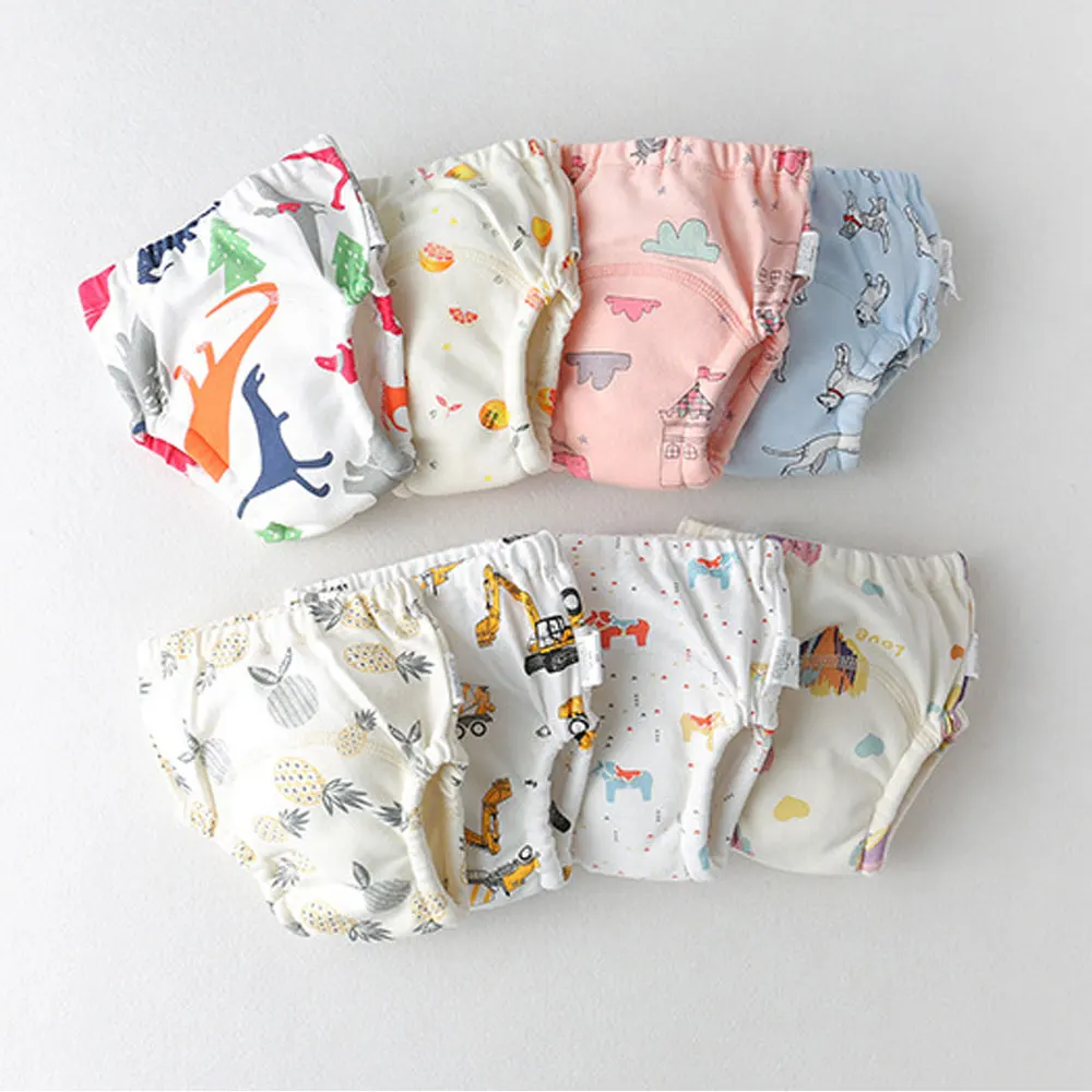 1 pc New Cute Reusable Cotton Cloth Diaper Nappies Washable Baby Trave lPotty Training Pants Diapers Underwear for Children Kids