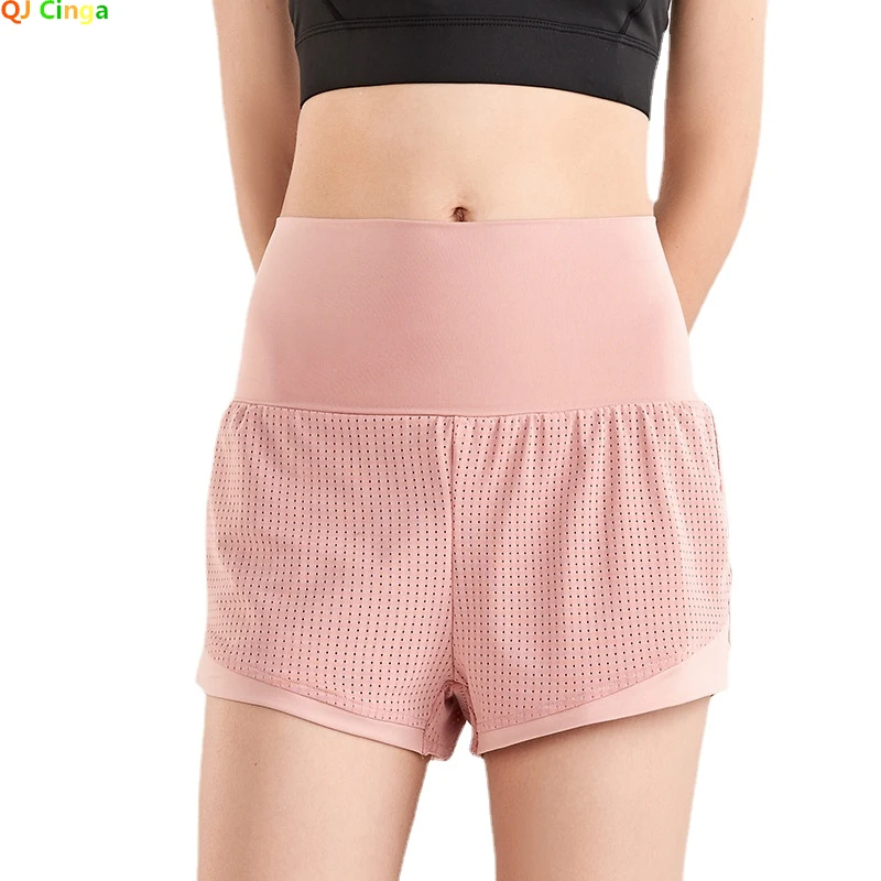 

Summer Vacation Two Pieces of Sports Shorts Women Loose Quick Dry Running Fitness Pants To Prevent Naked High Waist Yoga Pants
