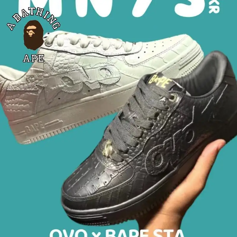 A BAThing APE BAPESTA SK8 DUNK White Black Ovo Co Branded Street Fashion Vibe Low Top Casual Sports Shoes Board Shoes