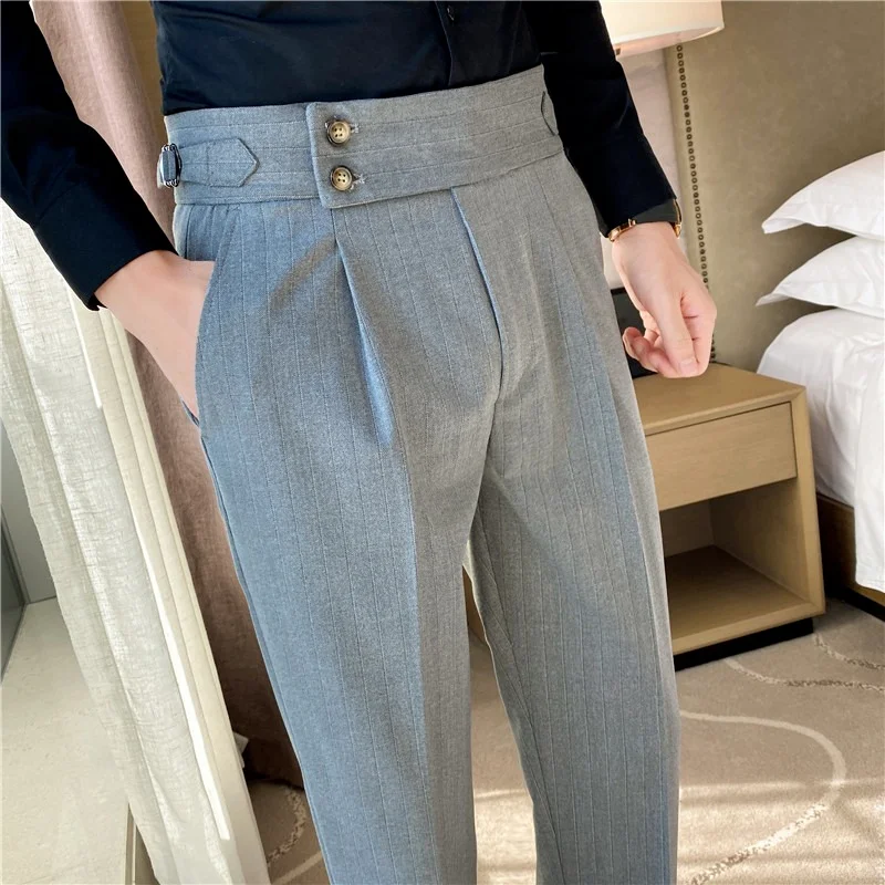 

Men's Striped Suit Pants 2022 New Solid Color Casual Stretch Slim Trousers Straight Dress Pants Boutique Fashion Men's Clothing