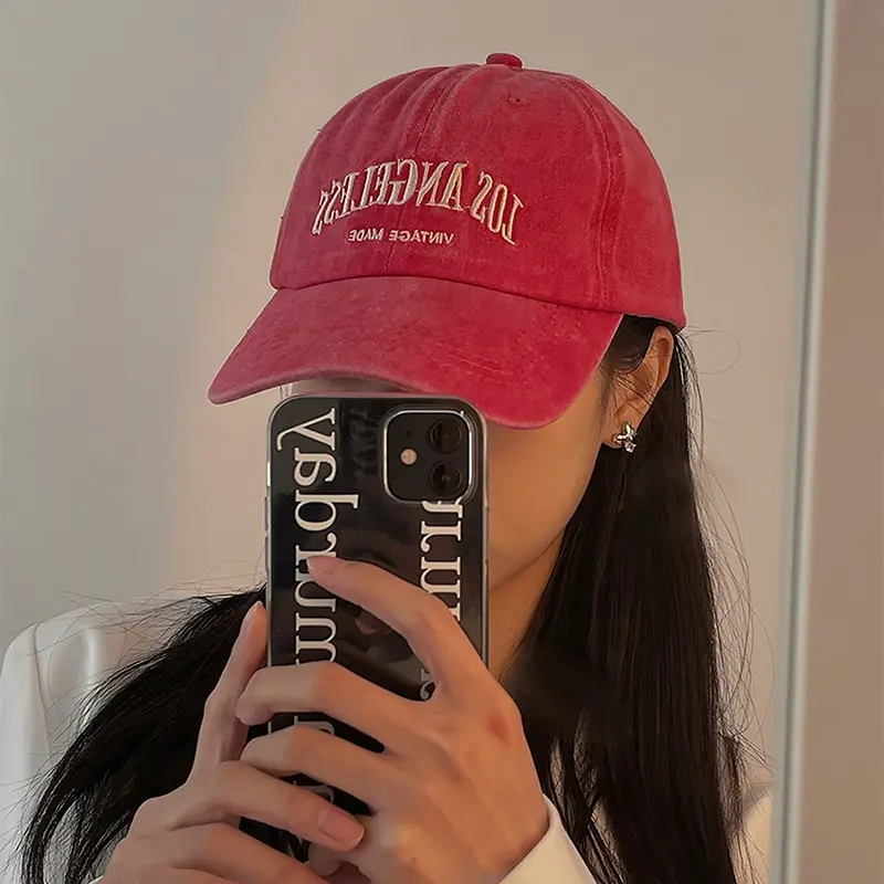 

Spring And Summer Letter Retro Printing Popular Sport Hats Ladies Soft Cotton Sun Cap Big Head Plus Size Baseball Caps