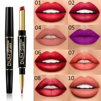 2 in 1 double end women lipstick matte lip liner pencil waterproof lasting soft pencil contour makeup lipstick cosmetics