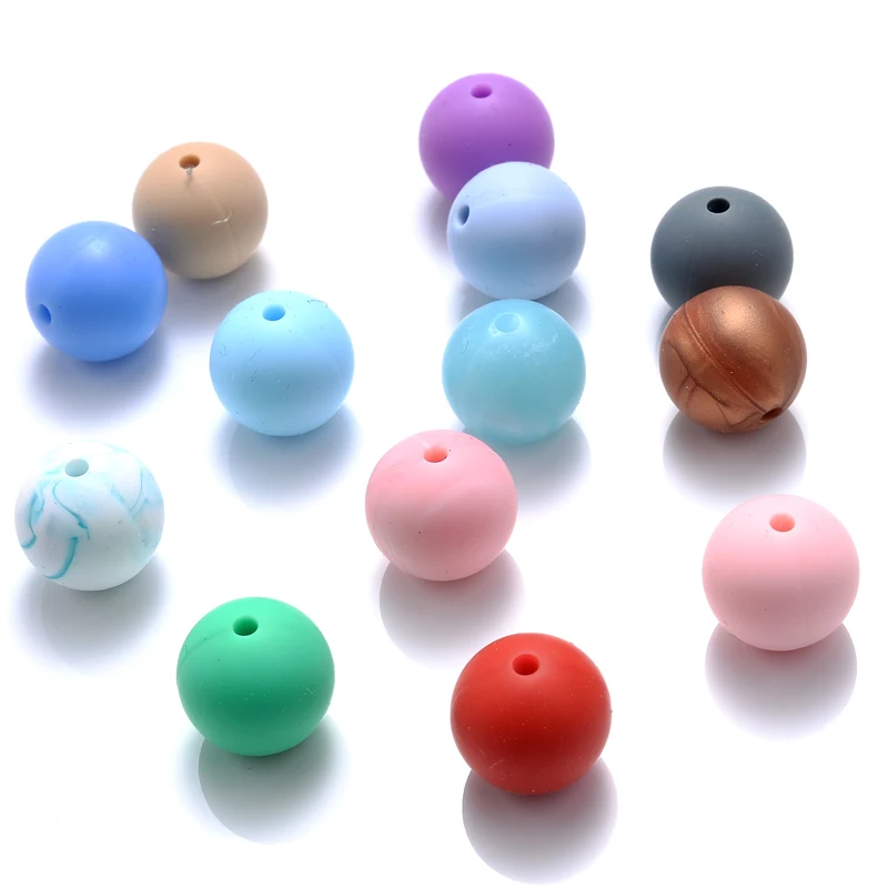

10Pcs 15mm Food Grade Silicone Round Beads Baby Chewable Silicone Teether Beads BPA Free DIY Baby Pacifier Chain Nursing Toys