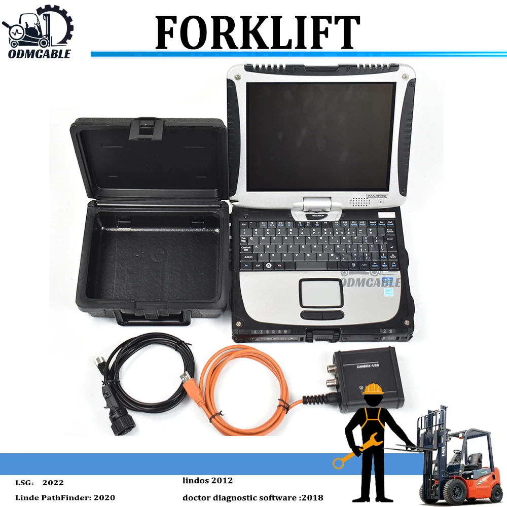 

Диагностический комплект для вилочного погрузчика Linde BT, сканер инструментов Canbox Forklift Pathfinder LSG, инструмент для обслуживания и ноутбук CF19