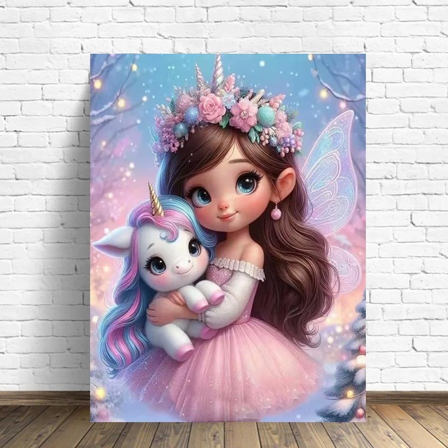 Милый Ангел Эльф Единорог Девушка Искусство украшения дома Подарок 5D DIY AB Набор