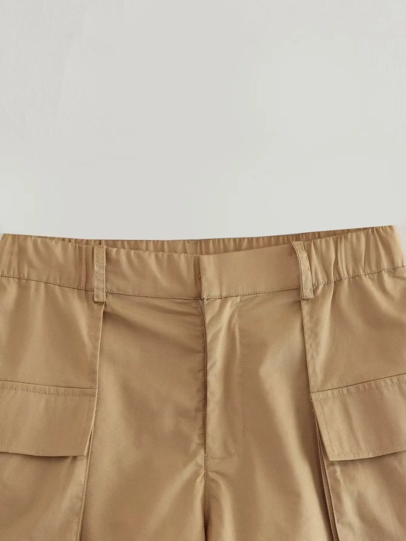 Dave&Di Ins Fashion Blogger High Street Sexy  Shorts High Waist Pocket Cargo  Bermuda Khaki Retro Culottes Women