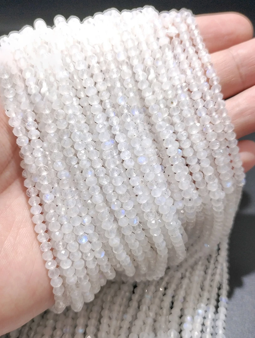 Natural Clear Blue moonlight stone  Faceted Round  Loose Beads 15