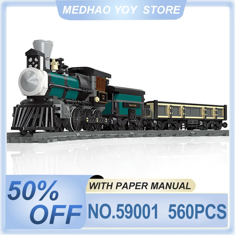 JIESTAR 59001 Идеи поезда TH 10 паровой поезд железная дорога экспресс-трек кирпич