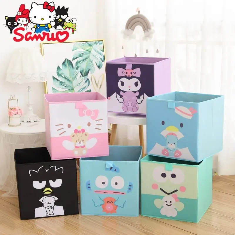 

Sanrio Melody Kuromi Hello Kitty Cinnamoroll Pochacco Storage Box Cool Penguin Foldable Fabric Home Sundries Organizing Box