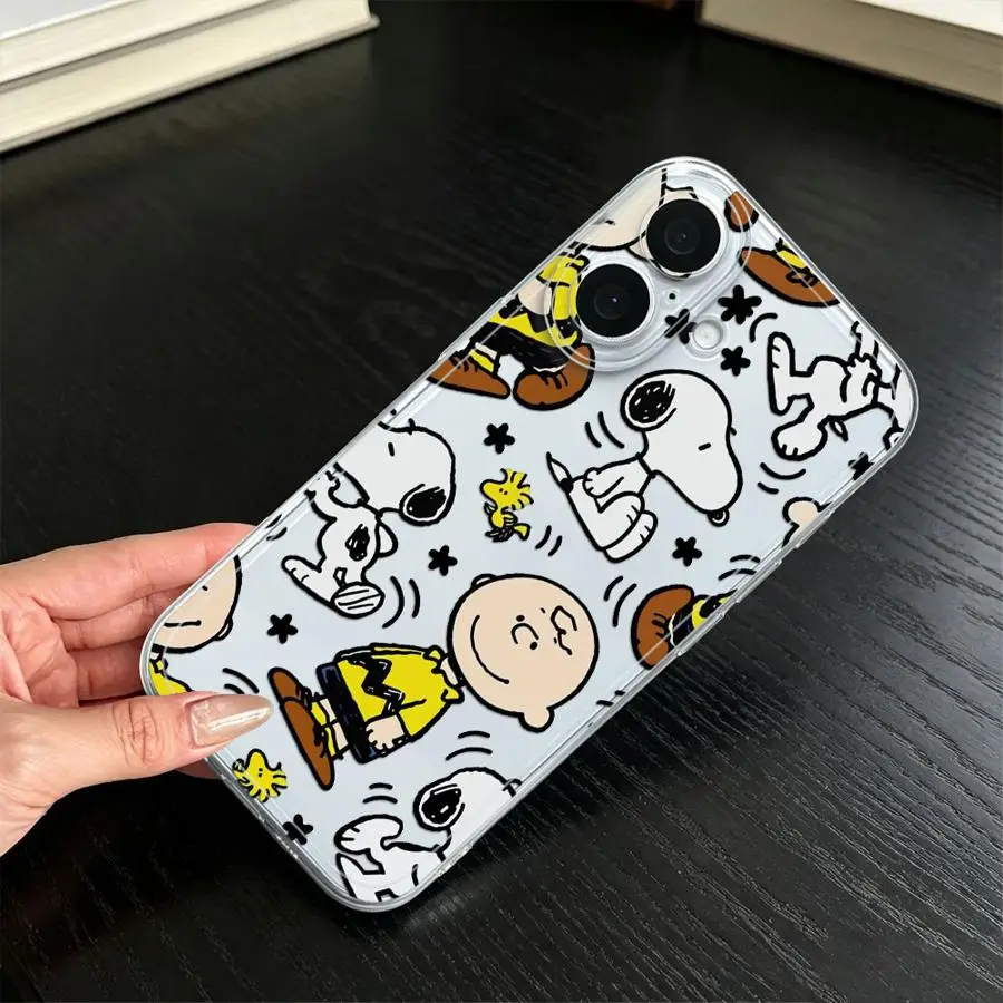 Фото Мягкий чехол для телефона iPhone 17 Pro Max, Air 12 Mini, 13, 16 Pro, 15, 14 Plus, XS Max, 11 Pro, 17e, XR с милым мультяшным принтом Снупи №5