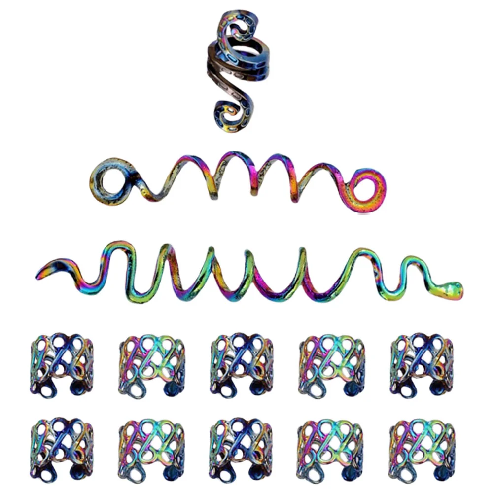 

1 Set Braid Hair Rings Dreadlock Hair Spiral Hair Jewelry Rings Clips Braiding Hair Accessories