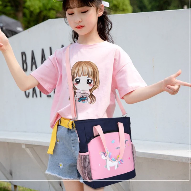 Children Cartoon Unicorn Tutorial Bags Primary School Student Portable Messenger Breathable Waterproof Shoulder Bag for Girl Boy