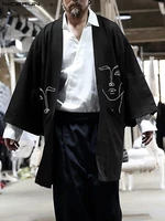 2022 men printing shirt streetwear open stitch long sleeve casual cardigan kimono vintage leisure men outerwear incerun s 5xl