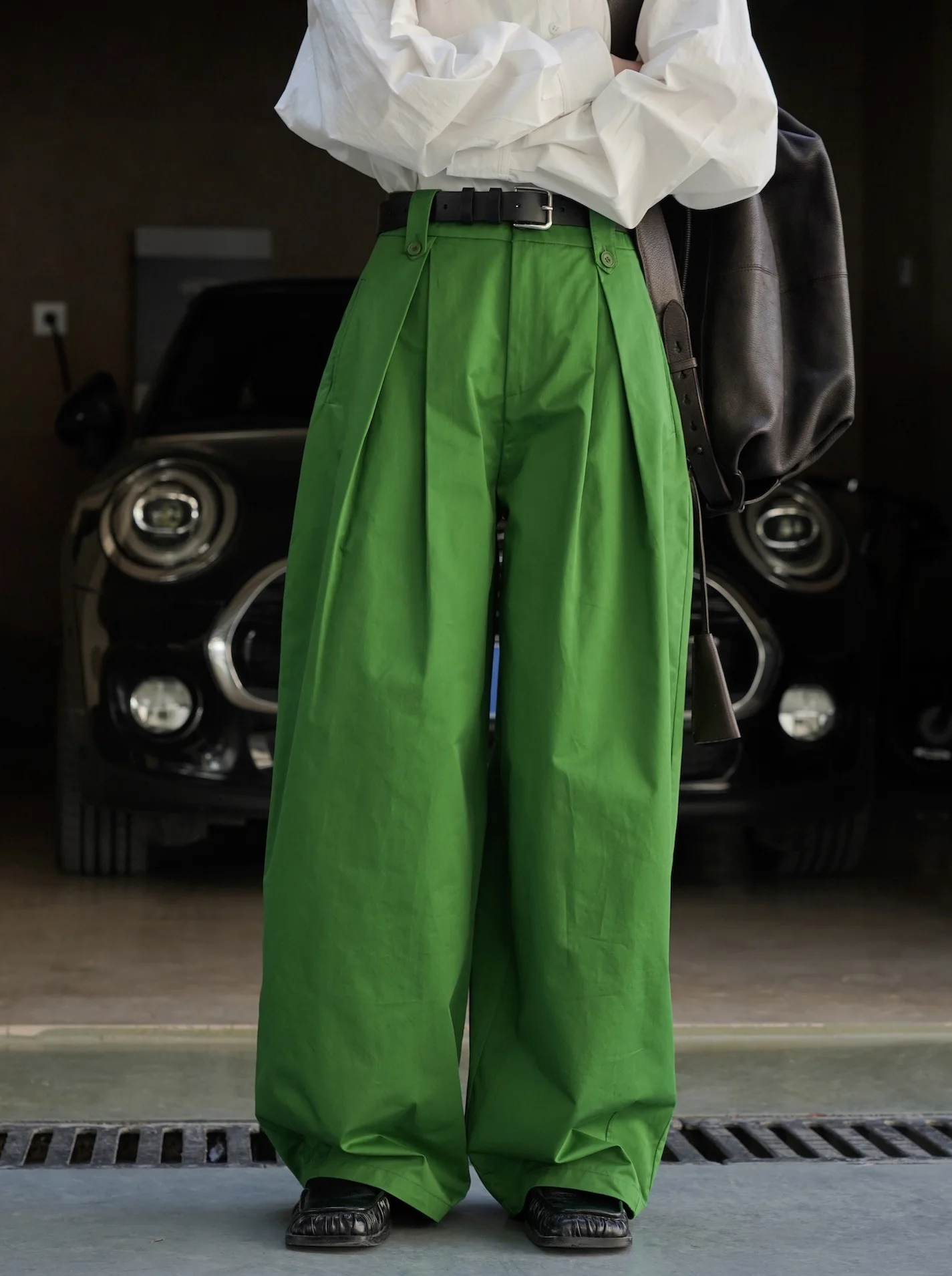 Spring Women's Casual Solid High Waist Loose Wide Leg Pants