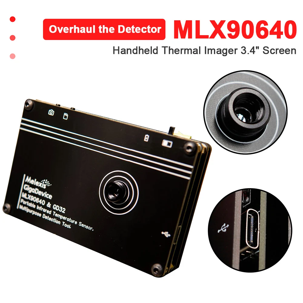 

MLX90640 Digital Infrared Thermal Imager 3.4 Inch LCD Handheld Thermal Temperature Sensors Detection Tool Floor Heating Tester