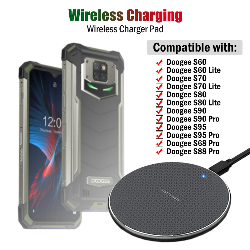 10w fast qi wireless charging for doogee s98 s95 s90 s90c s68 s88 s97 pro plus rugged phone wireless charger for doogee v10 v20 free global shipping