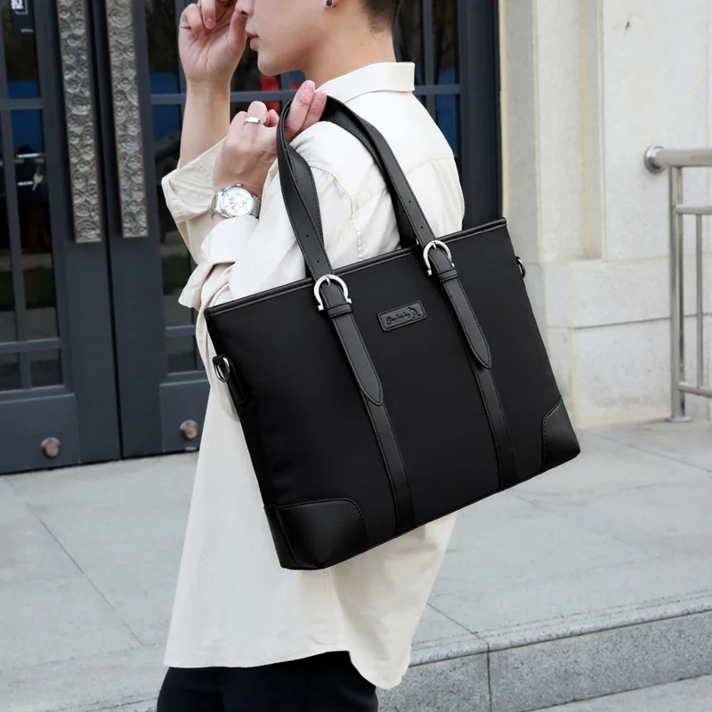 Men's Bag Tote Large Capacity Casual Tote Men's Briefcase 14 15.6 Inch Laptop Waterproof Oxford Men's Business Messenger Bag