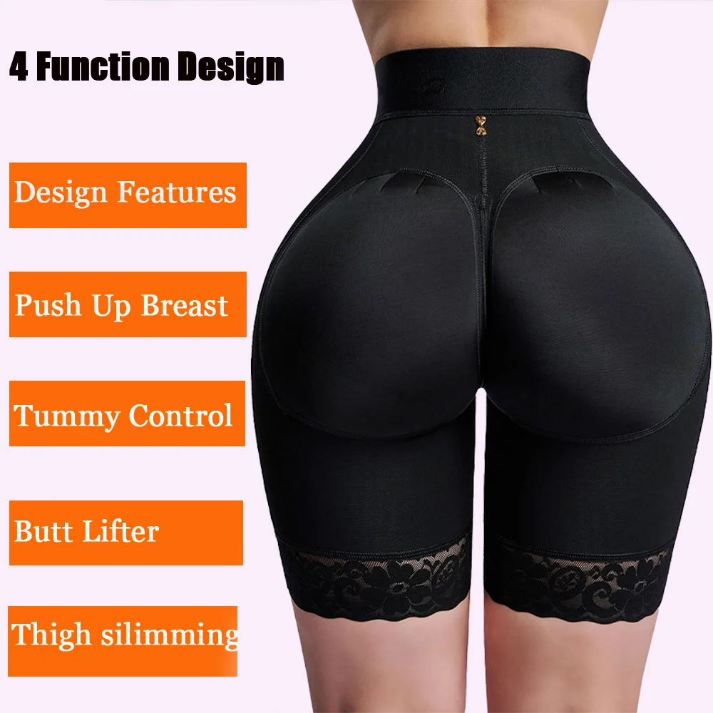 Fajas Colombianas Women High Waist Fake Ass Stretch Shorts Tummy Control Belly Sheath Waist Trainer Reductive Slimming Pants