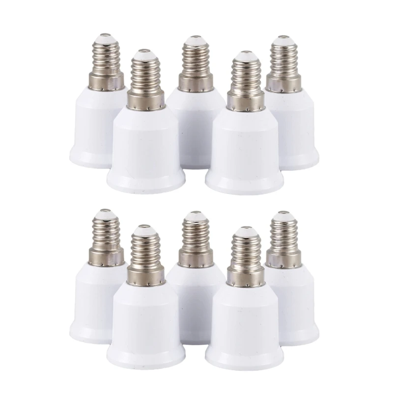 

10 Pcs E14, E27 Adapter Base Screw LED Light Bulb Bulb Socket Converter, White