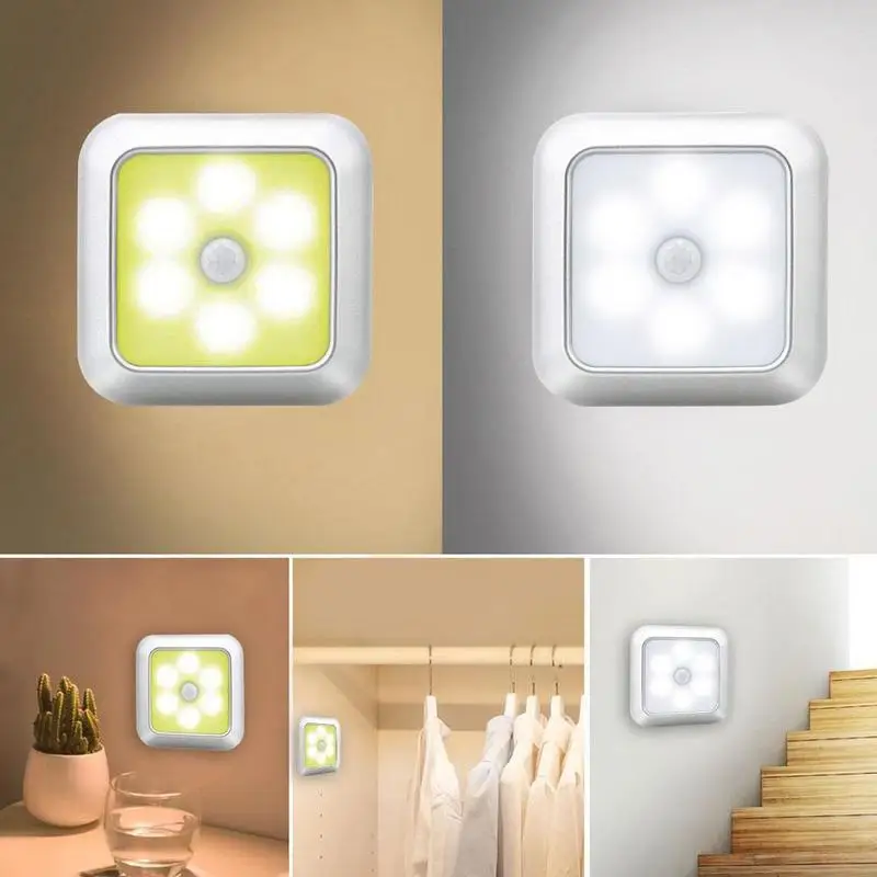 

LED Motion Sensor Cabinet Light Wireless Lighting Stairs Night Light For Cupboard Wardrobe Aisle Hallway Bedroom Home Lamp 3Pack